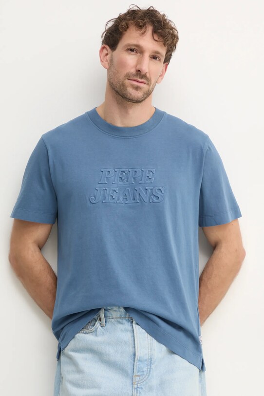 Pepe Jeans tricou din bumbac DARIUS TEE imprimeu albastru PM509723