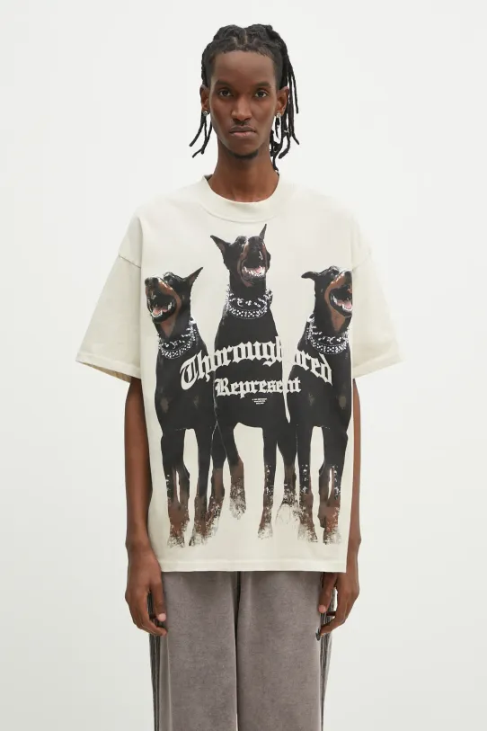 Бавовняна футболка Represent Thoroughbred надрук бежевий MLM41135.002