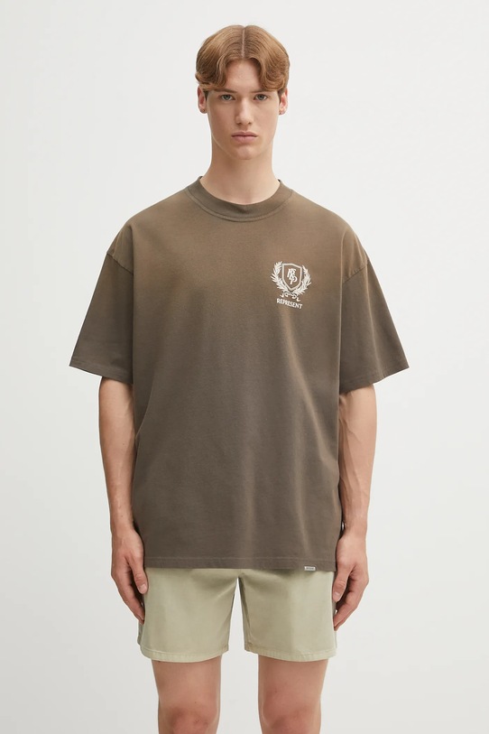Odzież Represent t-shirt bawełniany Crest MLM41069.54 brązowy