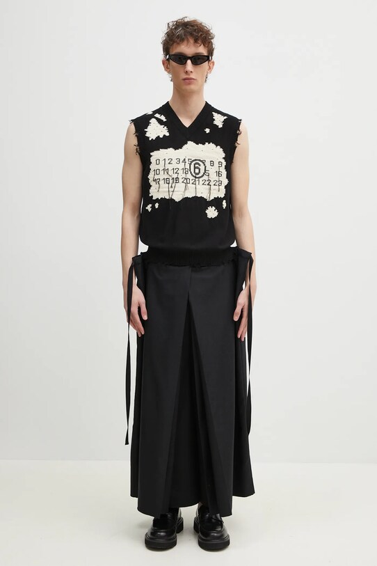 Βαμβακερό γιλέκο MM6 Maison Margiela SH0FB0009 μαύρο