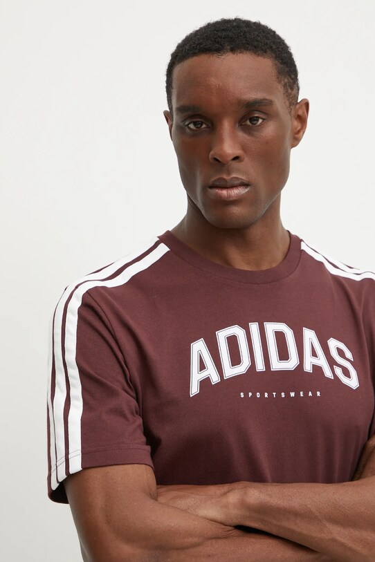 Памучна тениска adidas M C COLLE Collegiate бордо JM0380