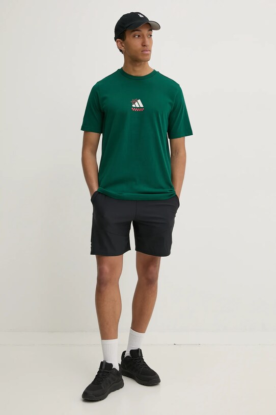 Бавовняна футболка adidas M L PIZZA TEE JJ4017 зелений SS25