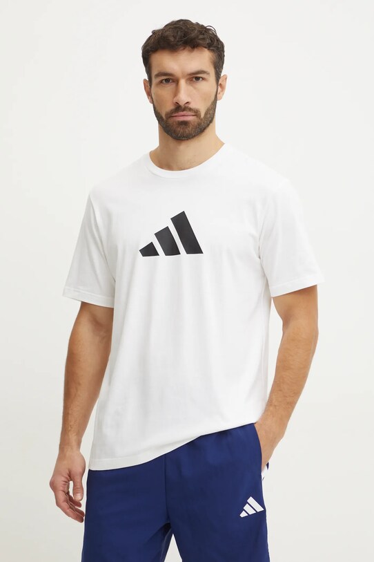adidas t-shirt bawełniany Future Icons JD4913 beżowy SS25