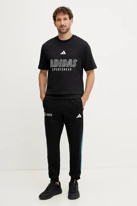 Βαμβακερό μπλουζάκι adidas M C HOT SPW T JN7851 μαύρο SS25