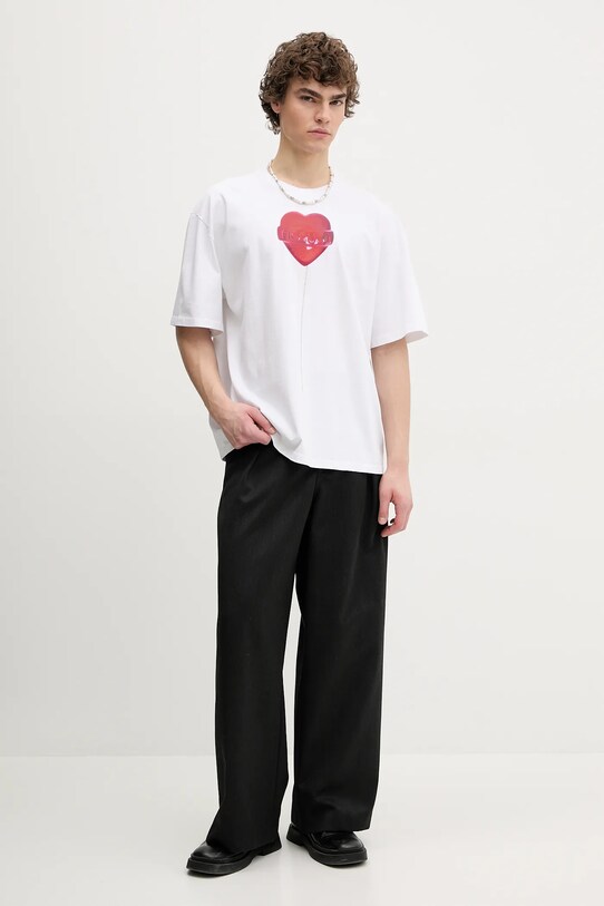 Fiorucci tricou din bumbac Lollipop Heart Print Boxy Fit T-Shirt U02SPTSH103CJ01WH03 alb SS25