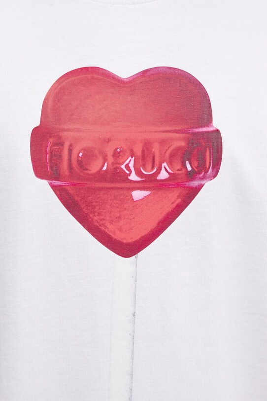 Fiorucci tricou din bumbac Lollipop Heart Print Boxy Fit T-Shirt U02SPTSH103CJ01WH03 alb