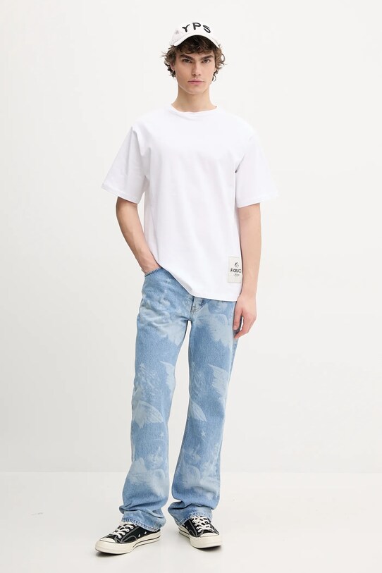 Fiorucci pamut póló Label Regular Fit T-Shirt U02SPTSH323CJ01WH01 fehér SS25