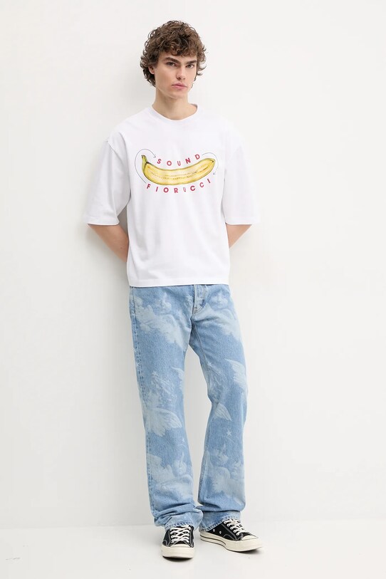 Хлопковая футболка Fiorucci Banana Sound Print Regular Fit T-Shirt U02SPTSH323CJ01WH04 белый SS25