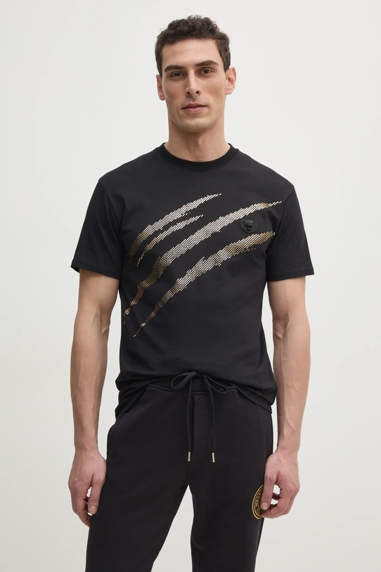 PLEIN SPORT tricou din bumbac imprimeu negru SAEC.MTK8008.STE001N