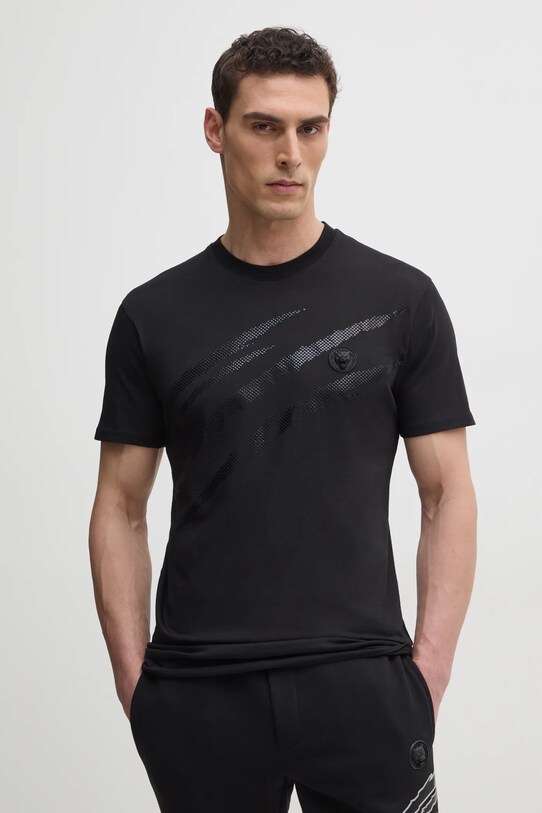 PLEIN SPORT tricou din bumbac imprimeu negru SAEC.MTK8008.STE001N