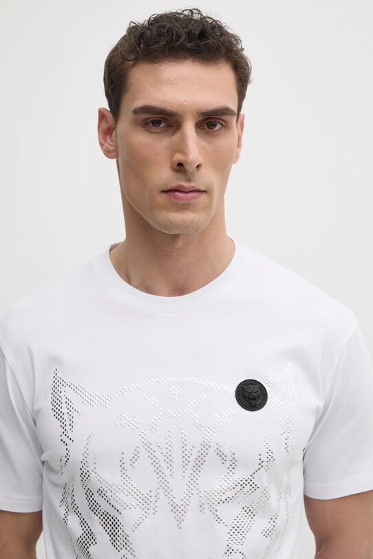 PLEIN SPORT tricou din bumbac alb SAEC.MTK8009.STE001N