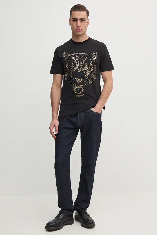 PLEIN SPORT tricou din bumbac SAEC.MTK8009.STE001N negru SS25