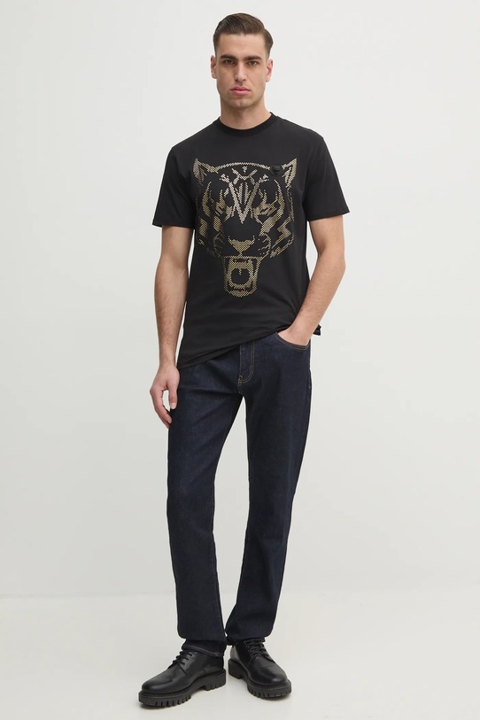 Bavlnené tričko PLEIN SPORT SAEC.MTK8009.STE001N čierna SS25