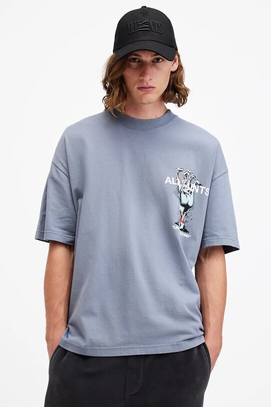 AllSaints tricou din bumbac UNDERGANG print albastru M053PB