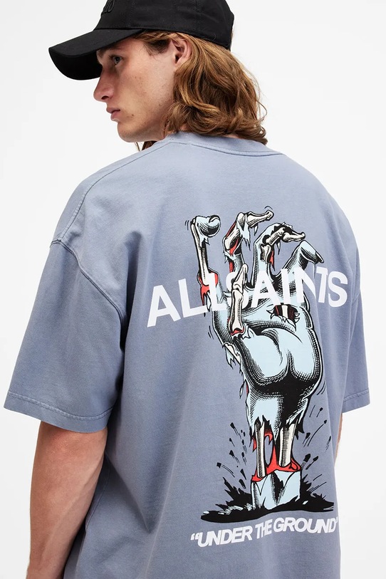 Oblečenie Bavlnené tričko AllSaints UNDERGANG M053PB modrá