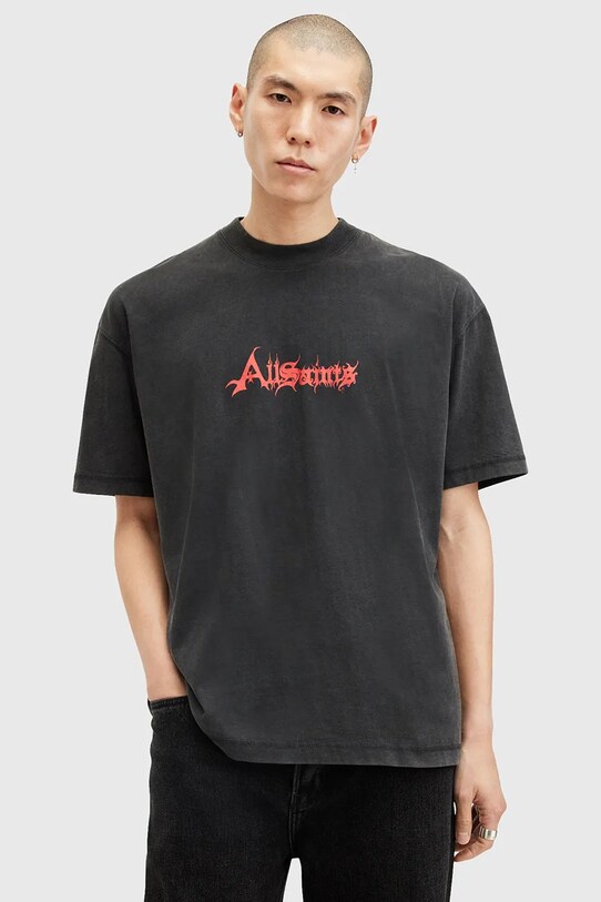 AllSaints tricou din bumbac DAMIENZ print negru M059PB