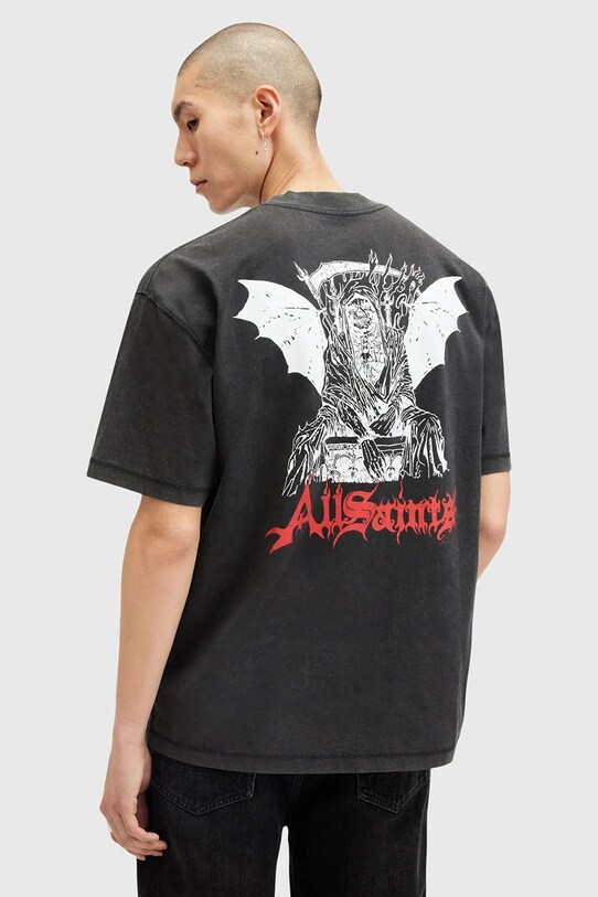 Pamučna majica AllSaints DAMIENZ M059PB crna SS25