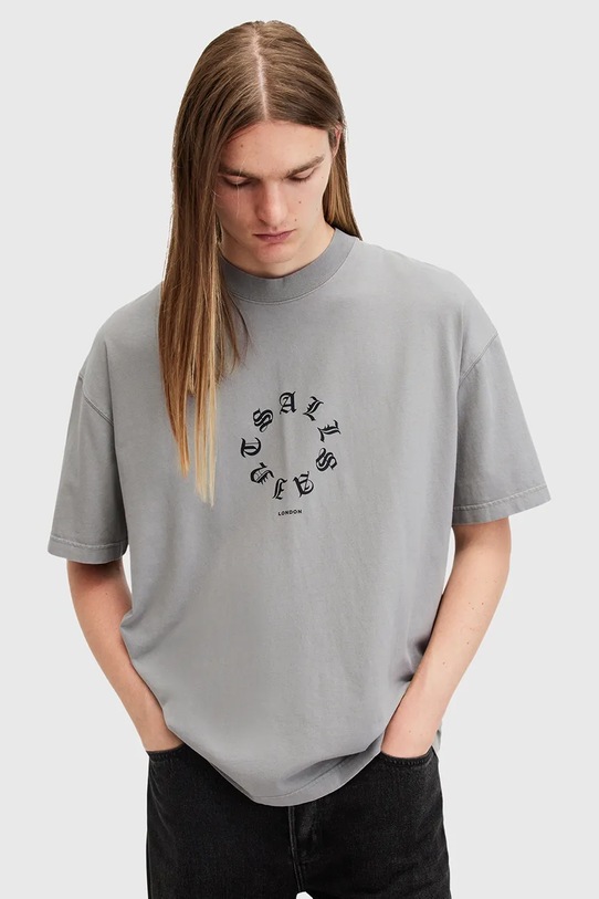 AllSaints tricou din bumbac FRAKTUR M063PB gri