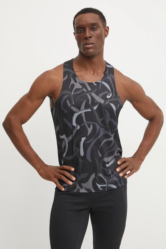 Asics tricou de alergare Road All Over cu modele negru 2011D091