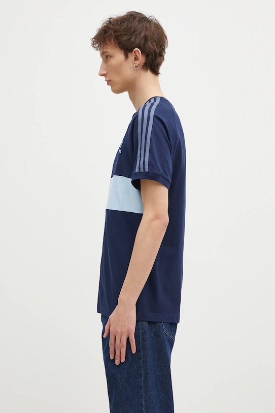 Bavlněné tričko adidas Originals 3-Stripes Panel JD4276 námořnická modř SS25