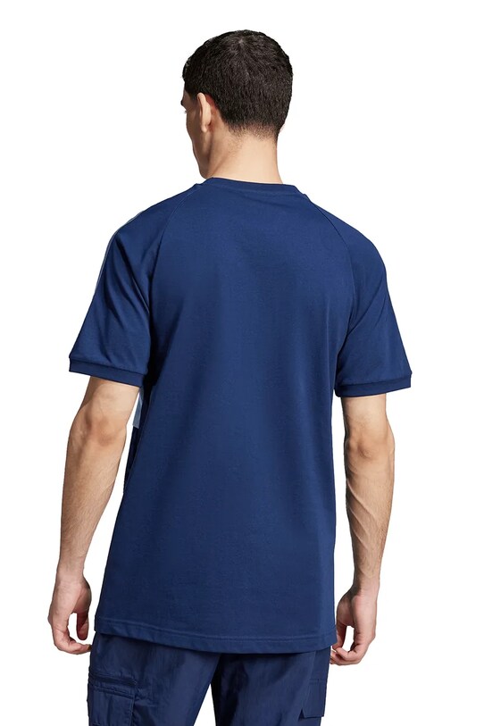 adidas Originals tricou din bumbac 3-Stripes Panel bleumarin JD4276