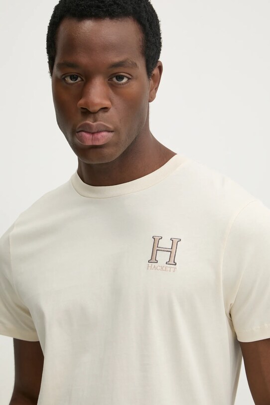 Hackett London t-shirt bawełniany beżowy HM500858