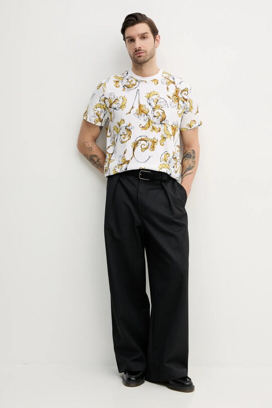 Βαμβακερό μπλουζάκι Versace Jeans Couture 78GAH6S0.JS458 λευκό SS25