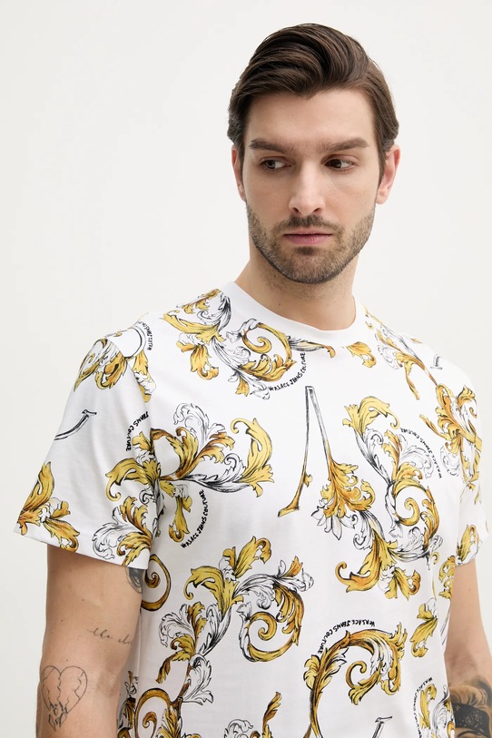 Βαμβακερό μπλουζάκι Versace Jeans Couture λευκό 78GAH6S0.JS458
