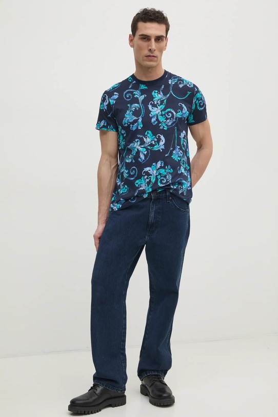 Versace Jeans Couture tricou din bumbac 78GAH6S0.JS458 bleumarin SS25