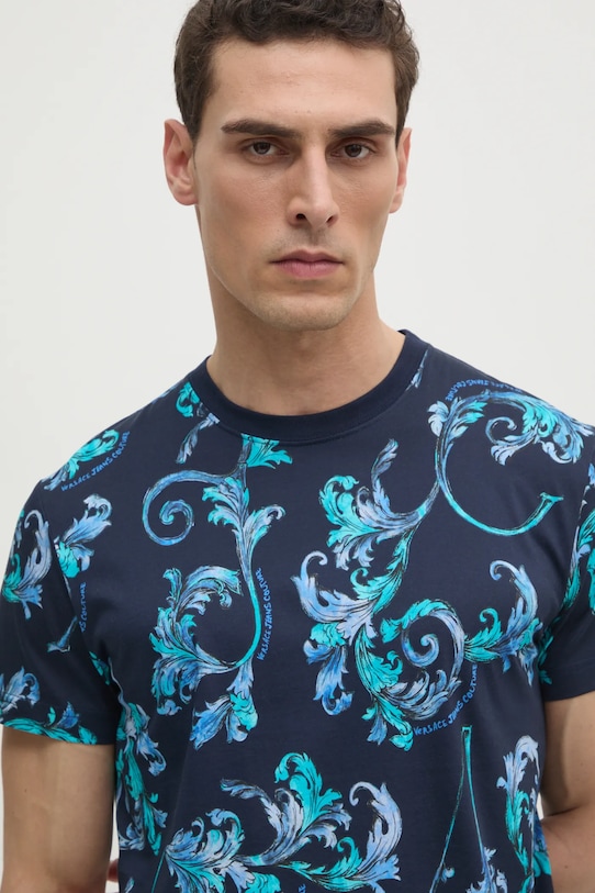 Versace Jeans Couture tricou din bumbac bleumarin 78GAH6S0.JS458