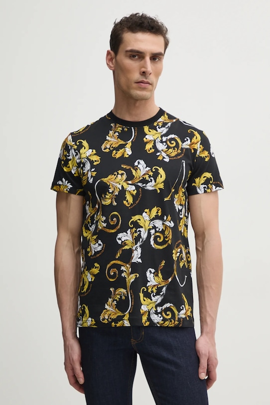 Бавовняна футболка Versace Jeans Couture чорний 78GAH6S0.JS458