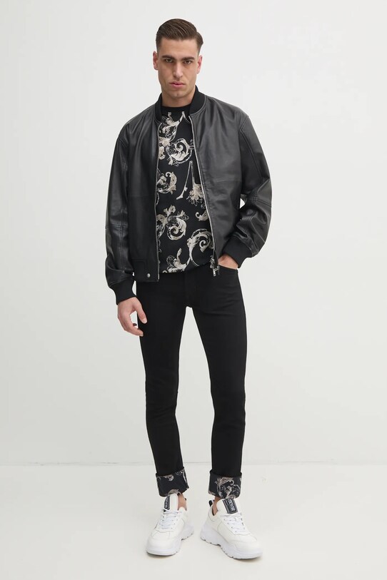 Versace Jeans Couture tricou din bumbac 78GAH6S0.JS458 negru SS25