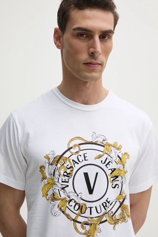 Versace Jeans Couture tricou din bumbac alb 78GAHC01.CJ01C