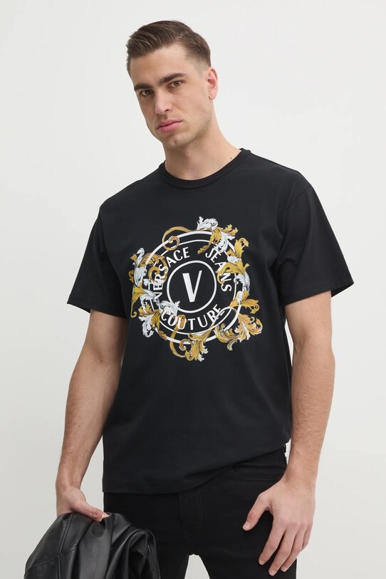 Бавовняна футболка Versace Jeans Couture бавовна чорний 78GAHC01.CJ01C