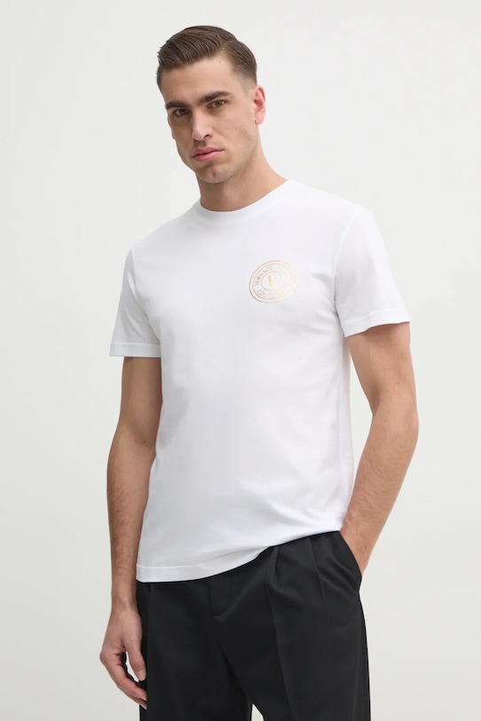 Versace Jeans Couture t-shirt bawełniany nadruk biały 78GAHT00.CJ00T