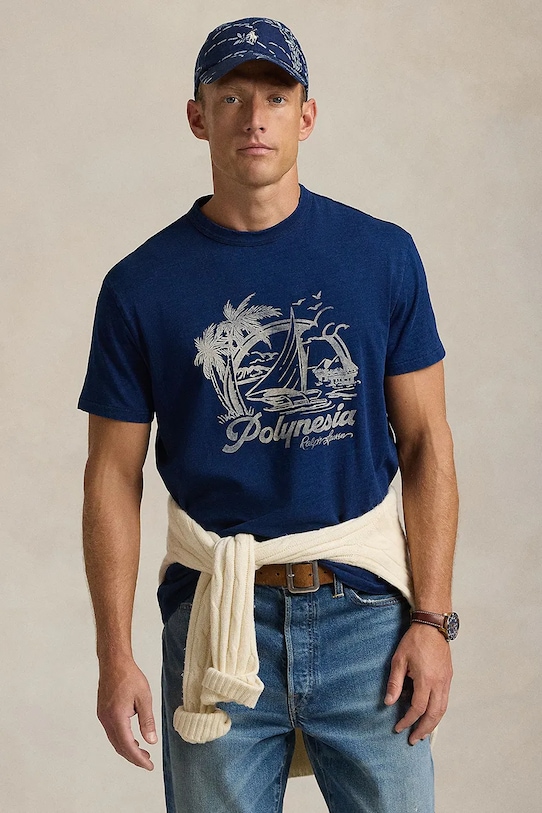 Polo Ralph Lauren t-shirt bawełniany Short Sleeve nadruk granatowy 710958249