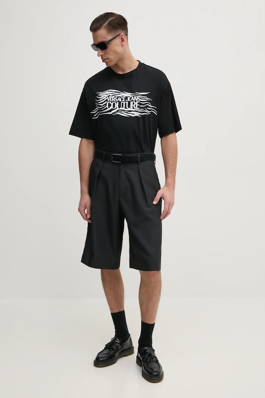 Бавовняна футболка Versace Jeans Couture 78GAH6L1.J0001 чорний SS25