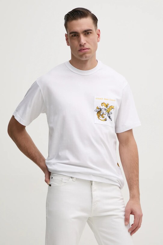 Ρούχα Βαμβακερό μπλουζάκι Versace Jeans Couture 78GAH6RB.JS462 λευκό