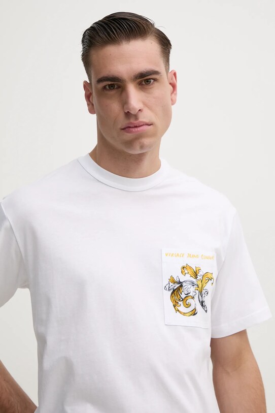 Βαμβακερό μπλουζάκι Versace Jeans Couture λευκό 78GAH6RB.JS462