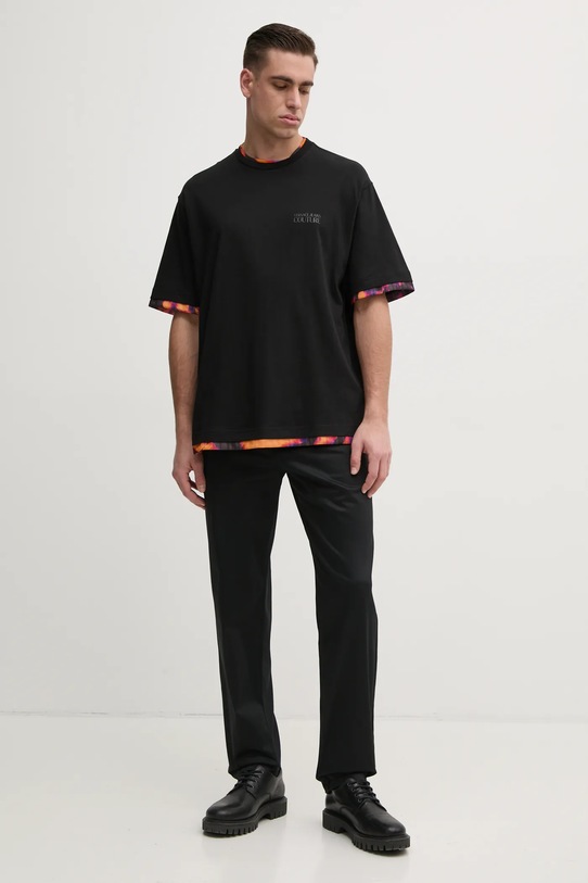 Bavlněné tričko Versace Jeans Couture 78GAH6X1.J0001 černá SS25