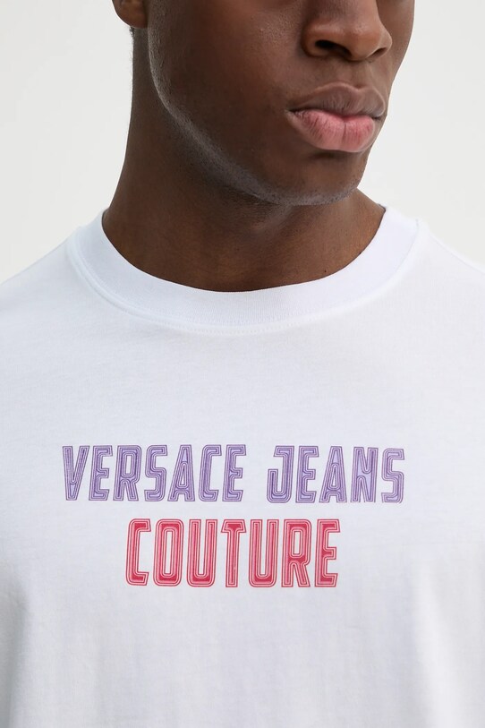 Versace Jeans Couture tricou din bumbac 78GAHC02.CJ01C alb