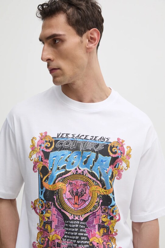 Хлопковая футболка Versace Jeans Couture белый 78GAHC03.CJ01C