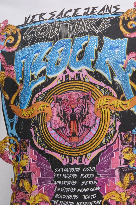 Versace Jeans Couture tricou din bumbac 78GAHC03.CJ01C alb