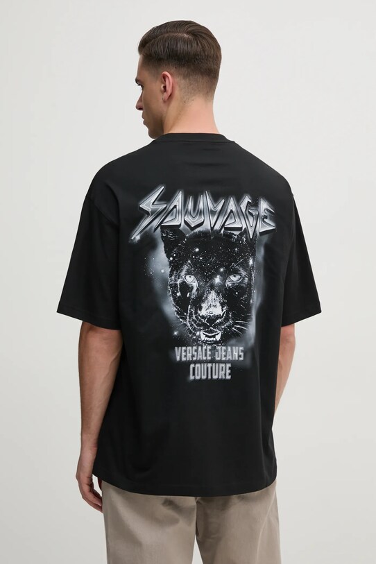 Odzież Versace Jeans Couture t-shirt bawełniany 78GAHC04.CJ01C czarny