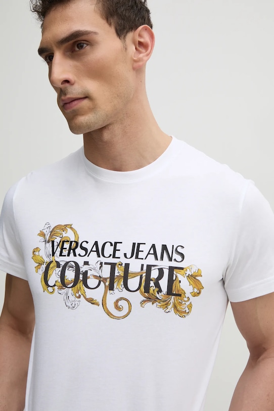 Хлопковая футболка Versace Jeans Couture 78GAHC05.CJ01C белый SS25