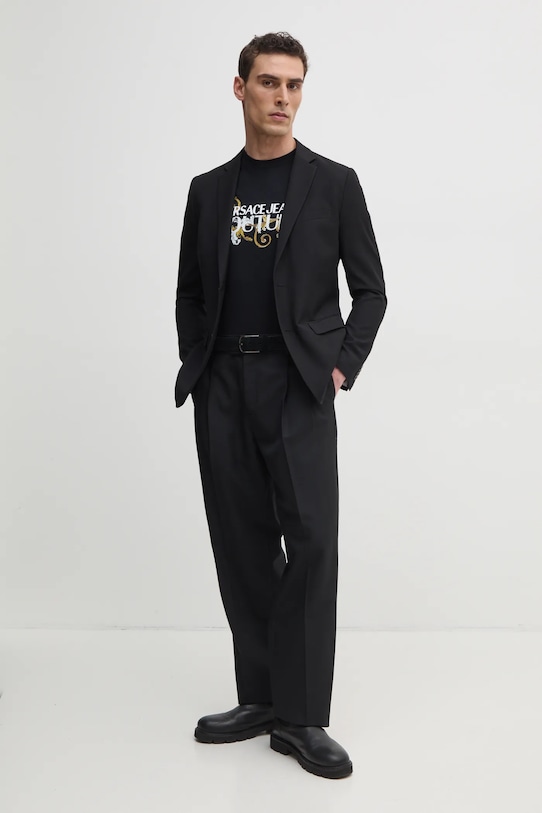Versace Jeans Couture tricou din bumbac 78GAHC05.CJ01C negru SS25