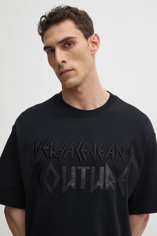 Хлопковая футболка Versace Jeans Couture чёрный 78GAHE02.CJ01E