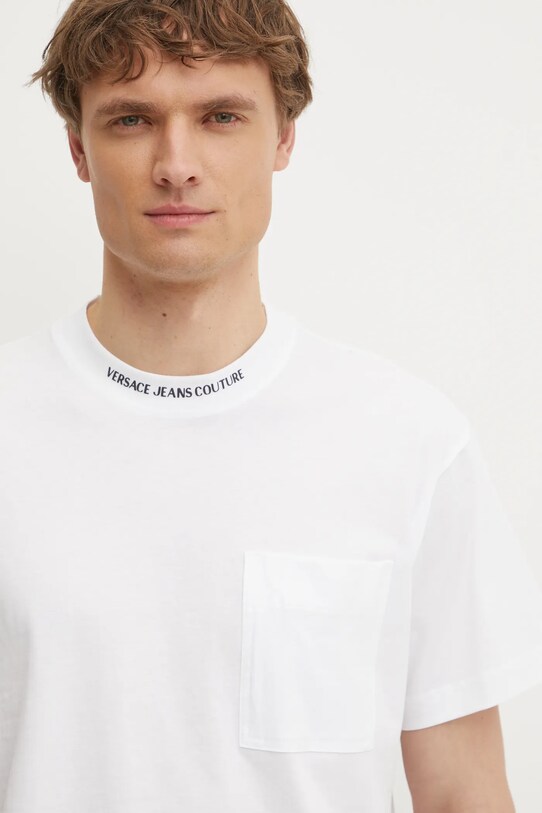 Versace Jeans Couture tricou din bumbac alb 78GAHE03.CJ00E