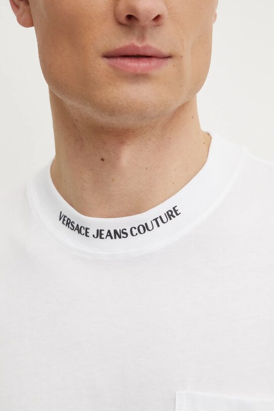 Versace Jeans Couture tricou din bumbac 78GAHE03.CJ00E alb