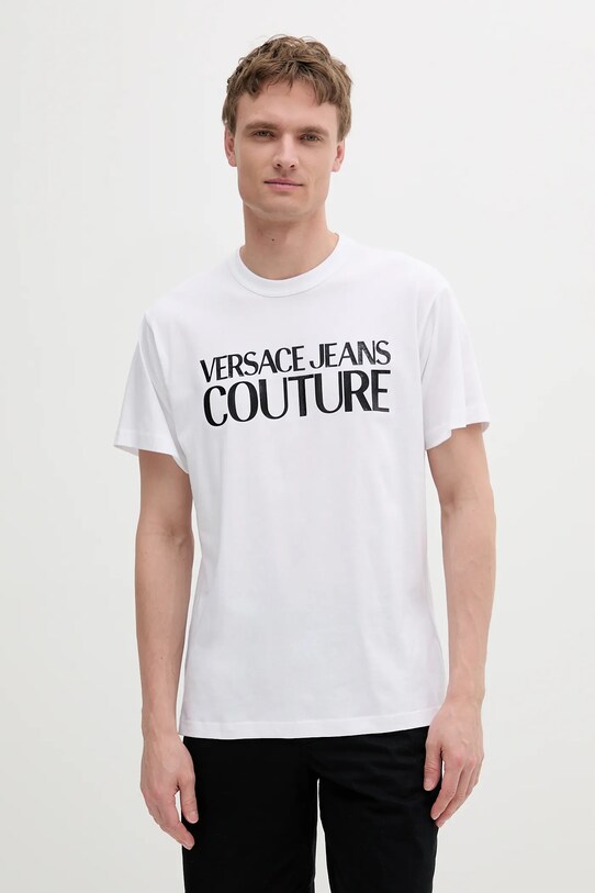 Памучна тениска Versace Jeans Couture стандартна бял 78GAHE05.CJ00E